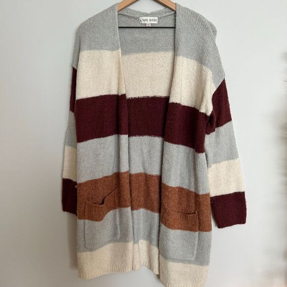 Knox Rose Striped Colorblock Duster Cardigan - Picture 1 of 6